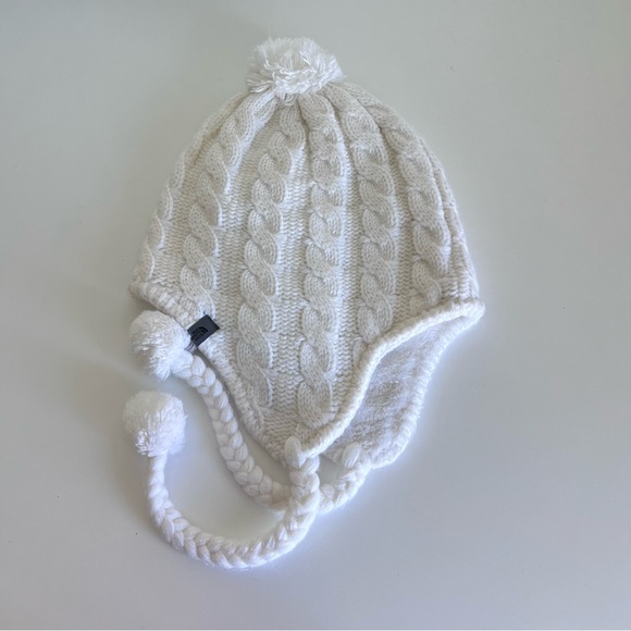 The North Face Women’s Fuzzy Earflap Pom Pom Beanie White - Picture 1 of 6